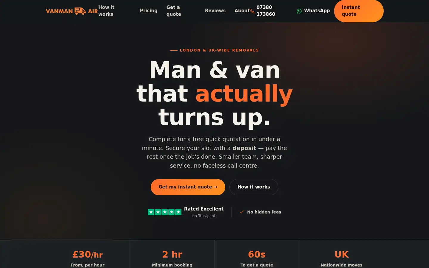 Screenshot of vanmanair.com