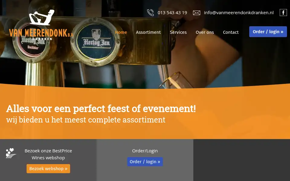 Screenshot of vanmeerendonkdranken.nl