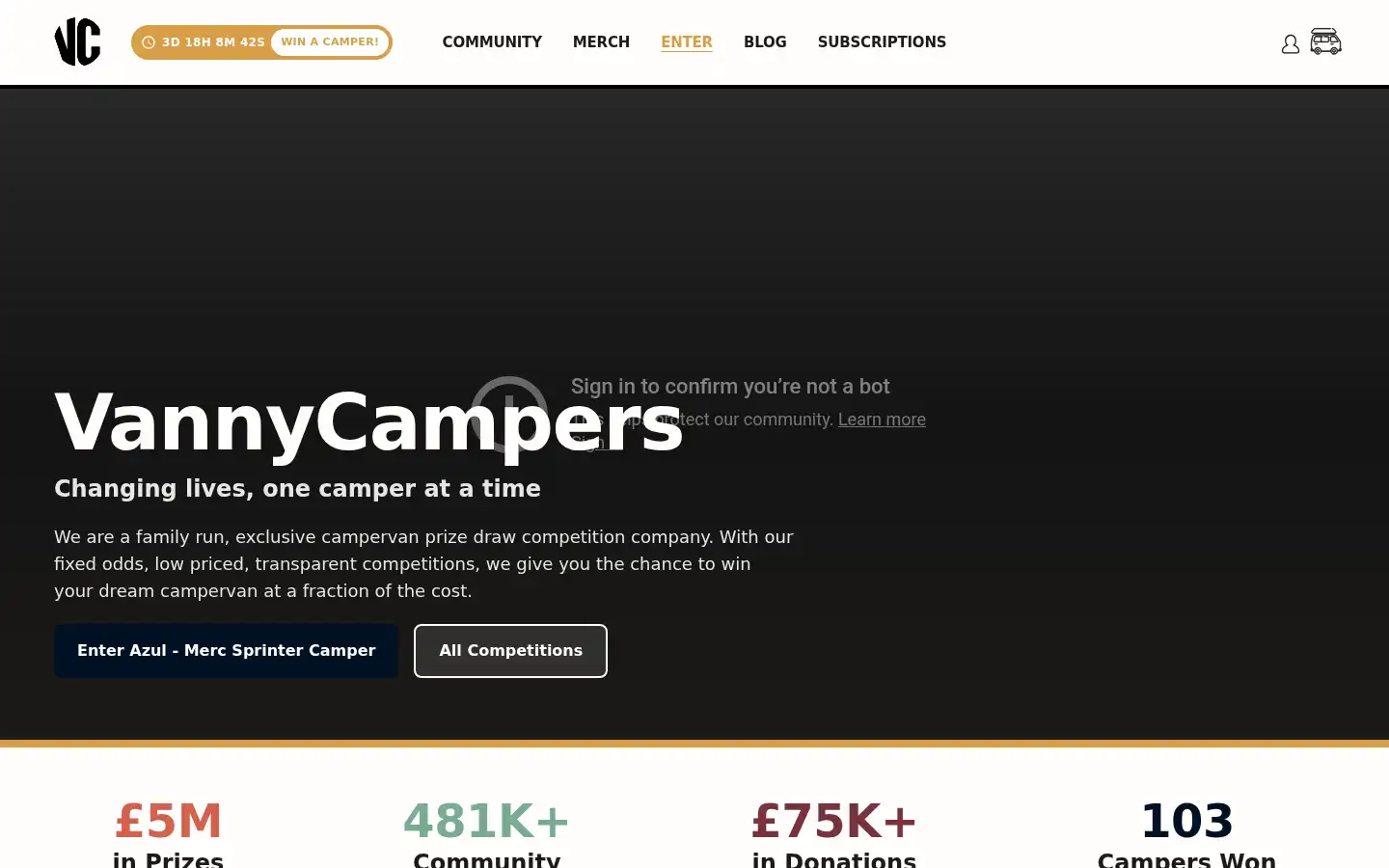 Screenshot of vannycampers.co.uk