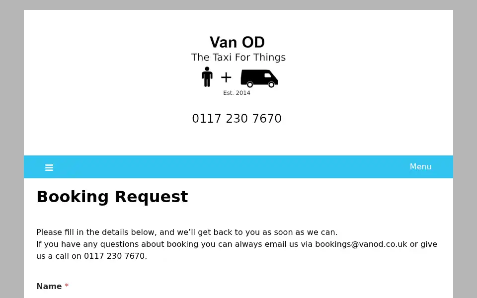 Screenshot of vanod.co.uk