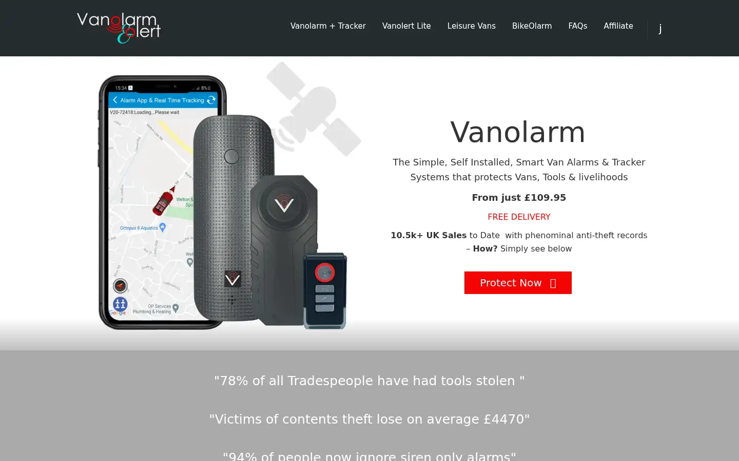 Screenshot of vanolarm.co.uk