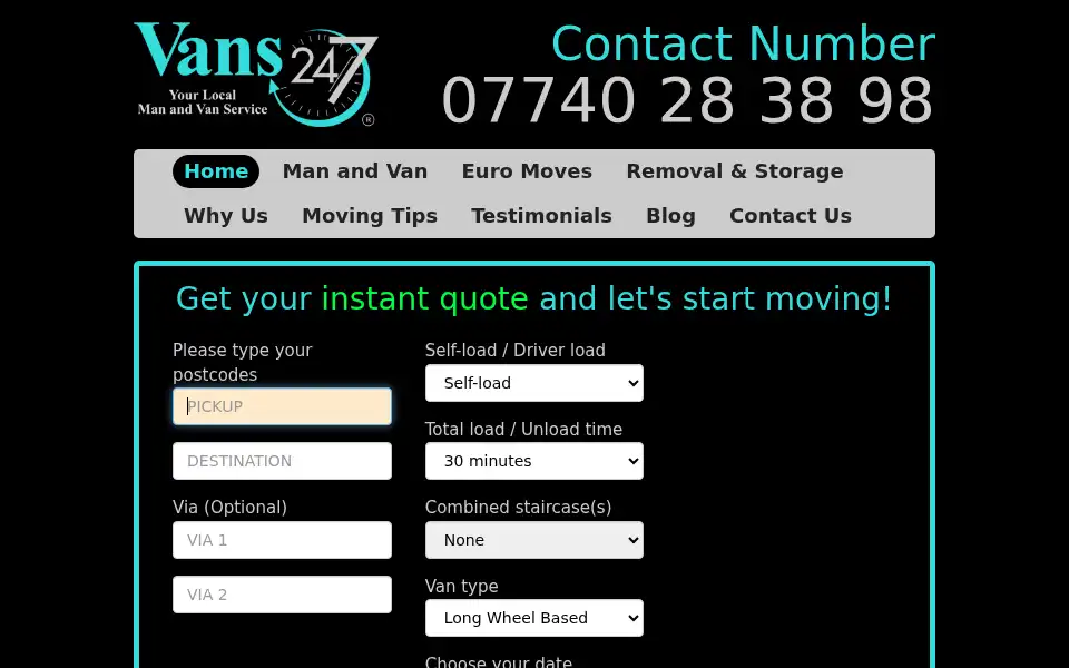 Screenshot of vans247.com