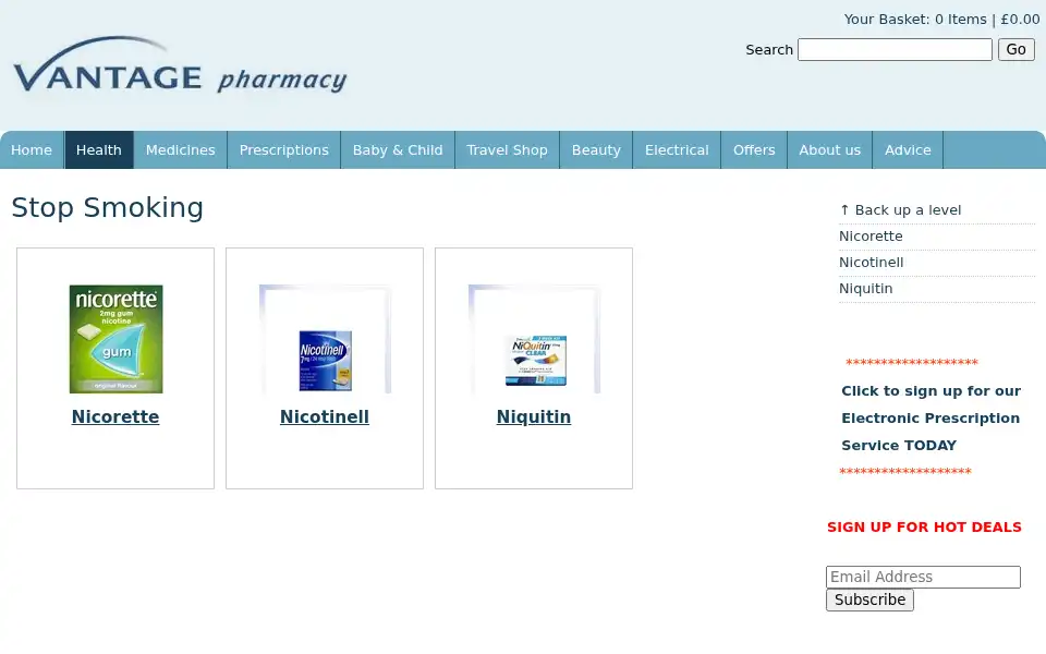 Screenshot of vantagechemist.co.uk