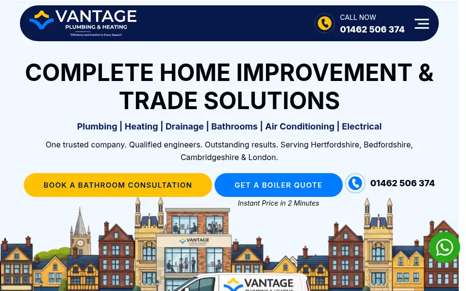 Screenshot of vantageplumbingandheating.co.uk