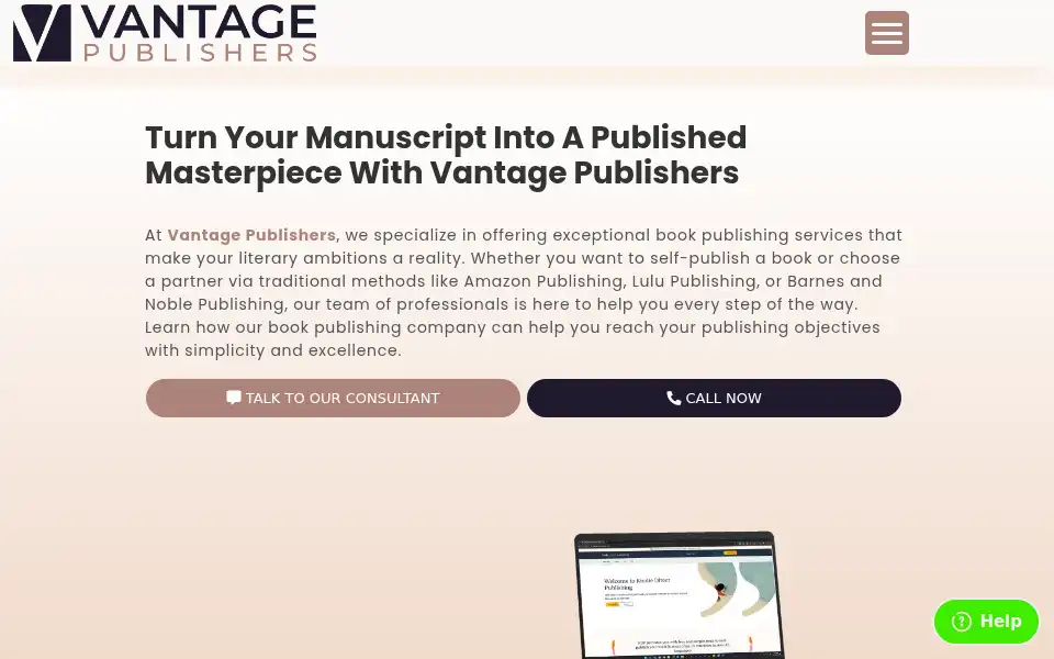 Screenshot of vantagepublishers.co.uk