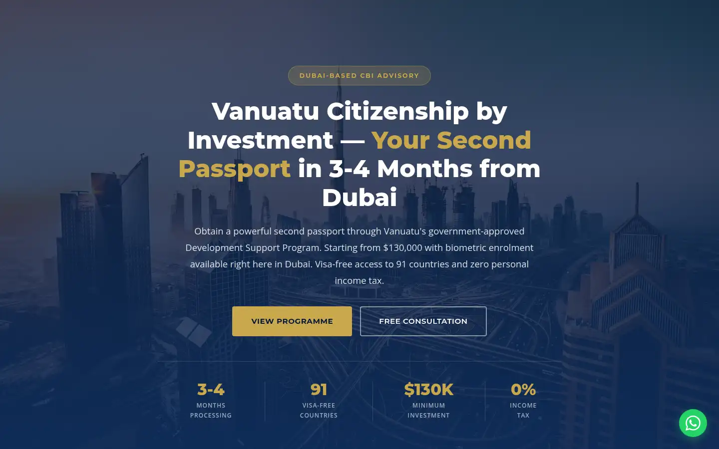 Screenshot of vanuatucitizenshipbyinvestment.ae