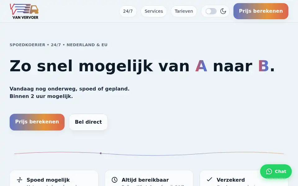 Screenshot of vanvervoer.nl