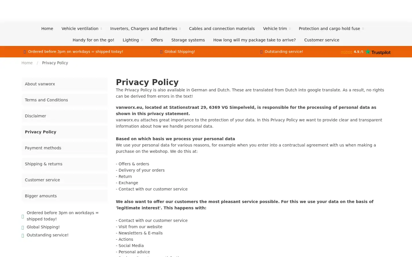 Screenshot of vanworx.eu