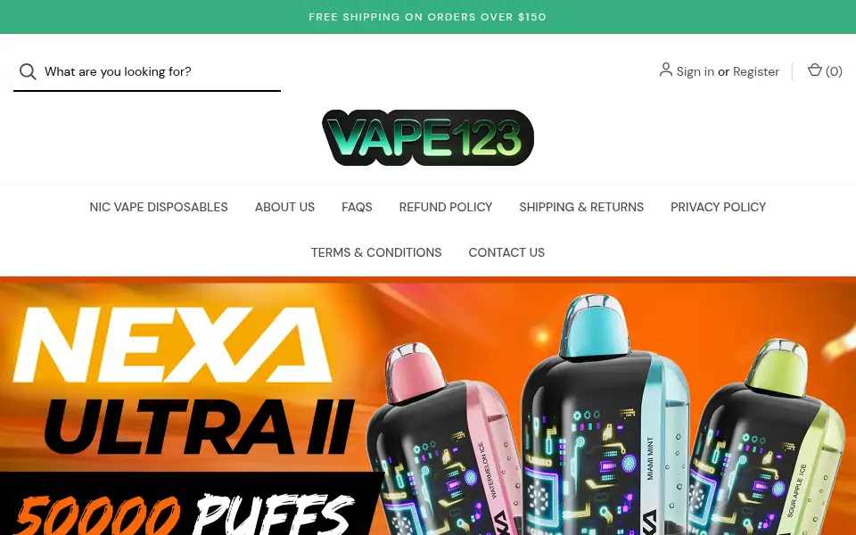 Screenshot of vape123.com