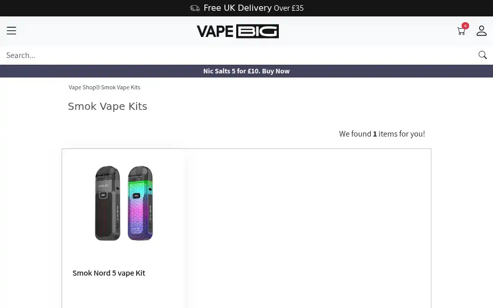 Screenshot of vapebig.co.uk