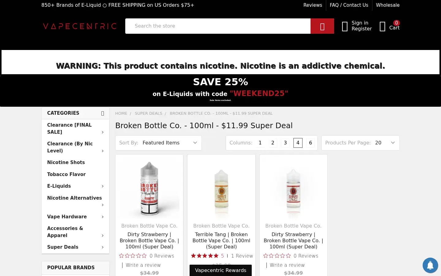 Screenshot of vapecentric.com