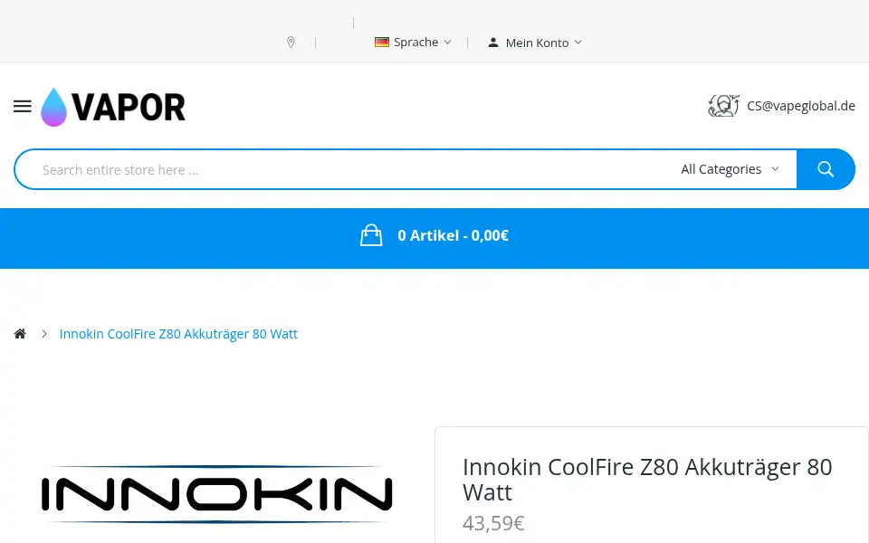 Screenshot of vapeglobal.de