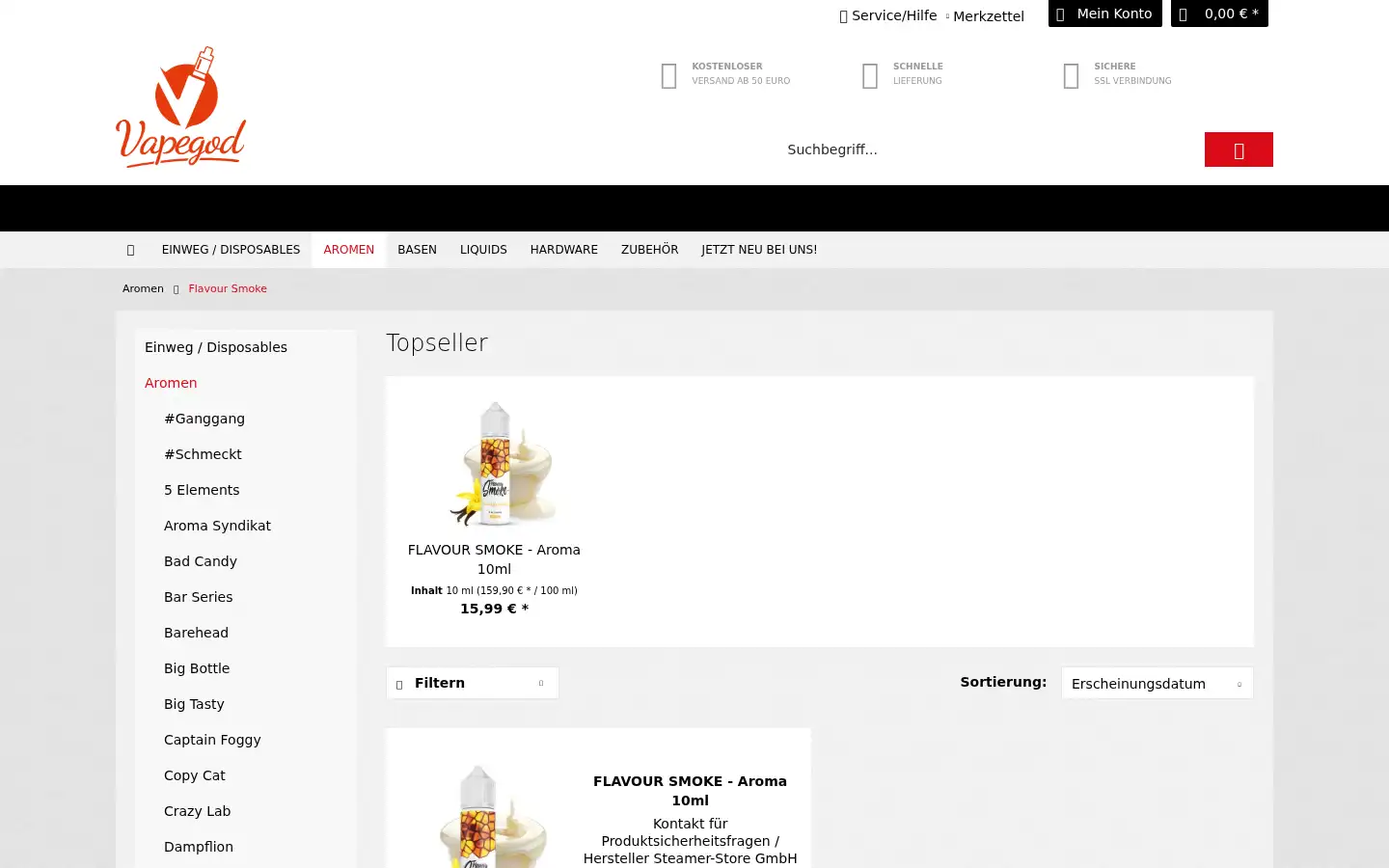 Screenshot of vapegod.de
