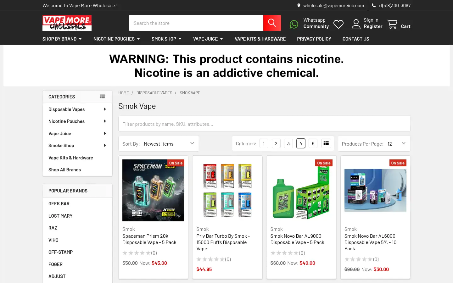 Screenshot of vapemorewholesale.com