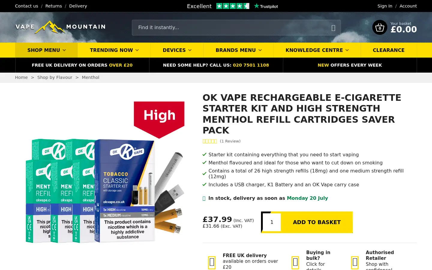Screenshot of vapemountain.com