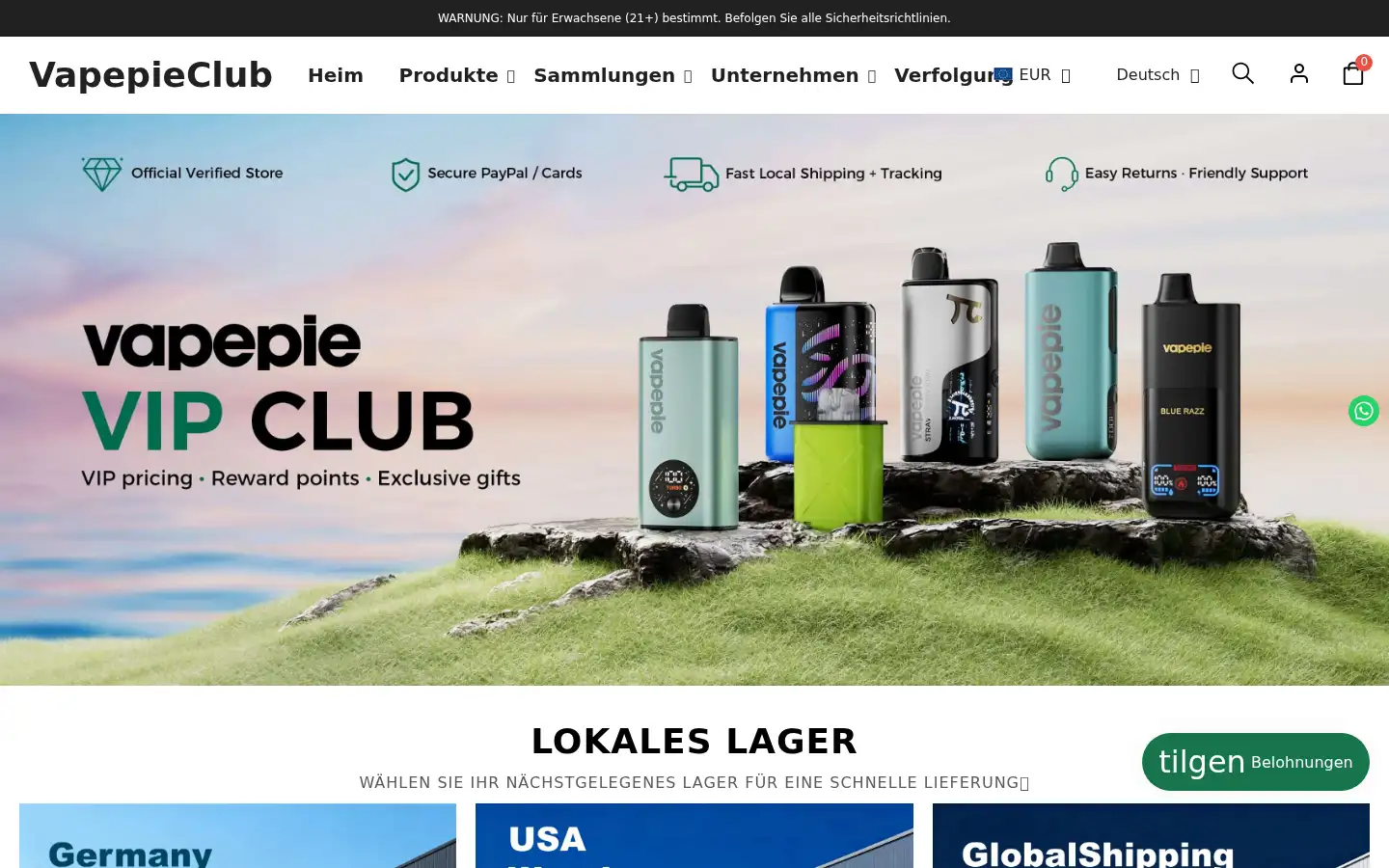 Screenshot of vapepieclub.com