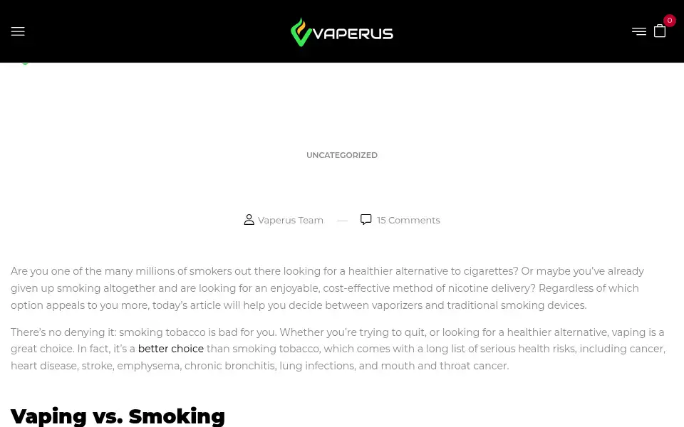 Screenshot of vaperus.ie