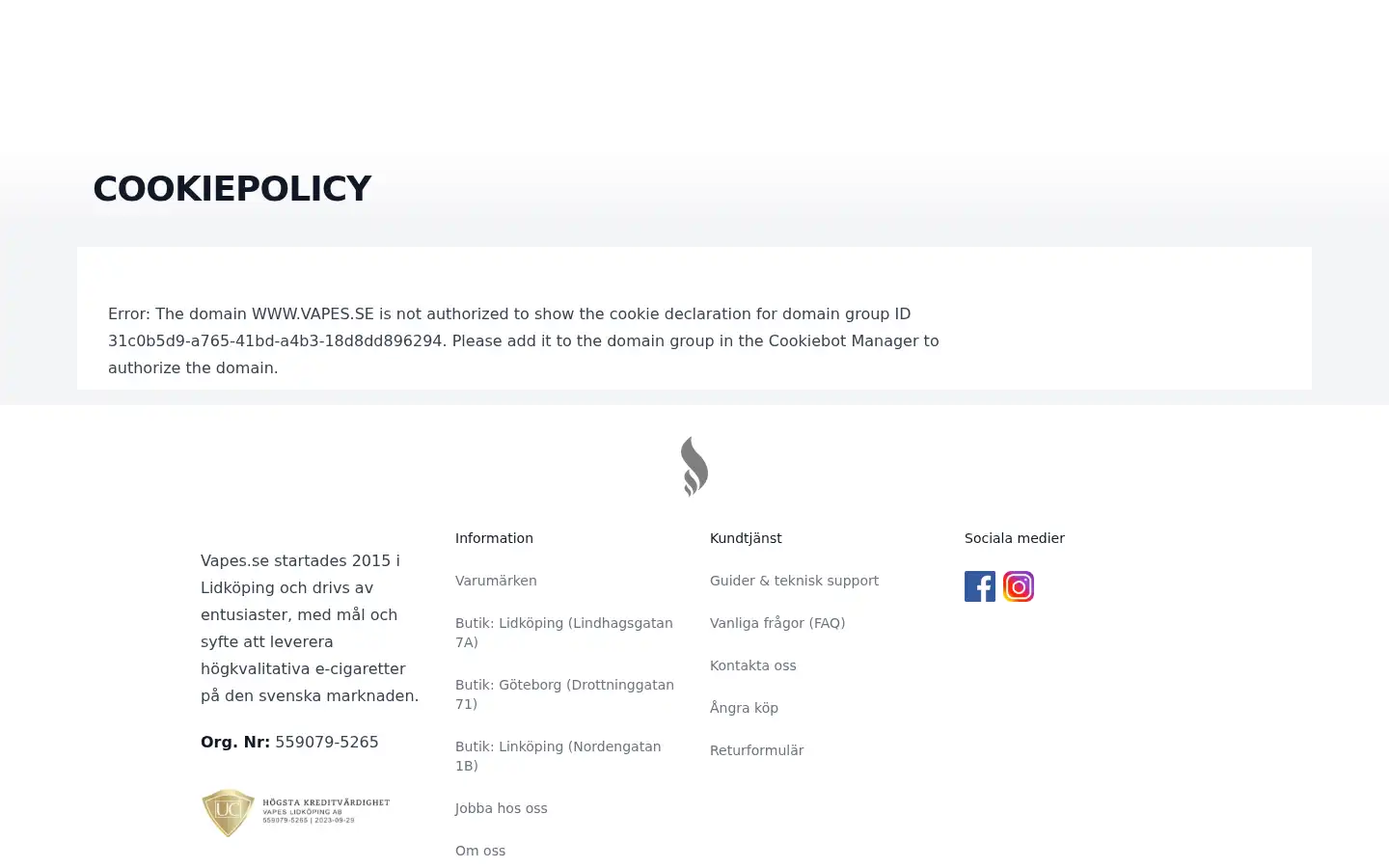 Screenshot of vapes.se