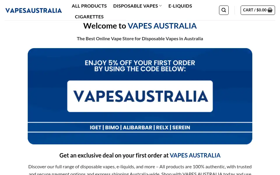 Screenshot of vapesaustralia247.com