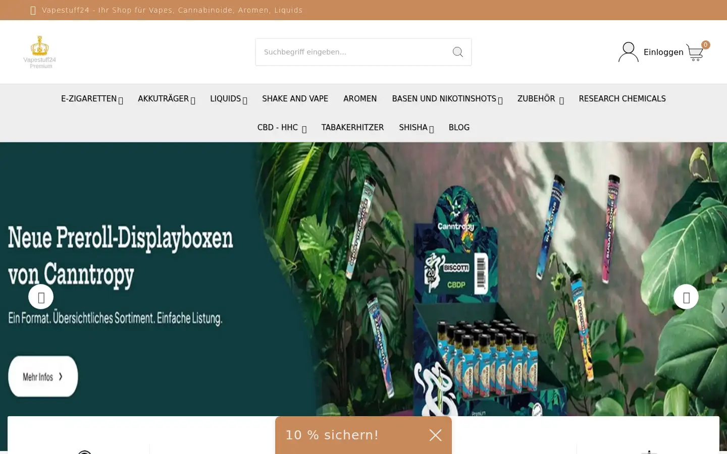 Screenshot of vapestuff24.de