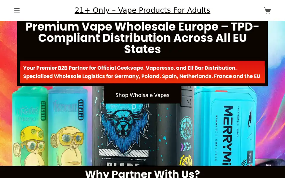 Screenshot of vapesupplyeurope.com