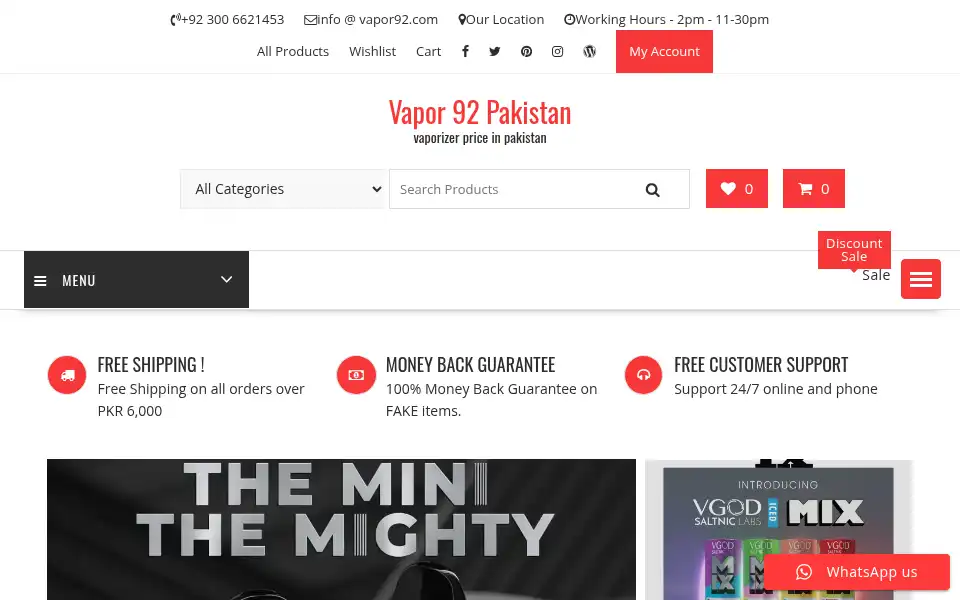 Screenshot of vapor92.com