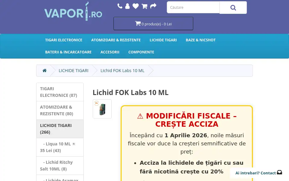 Screenshot of vapori.ro