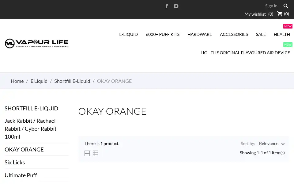 Screenshot of vapour-life.co.uk