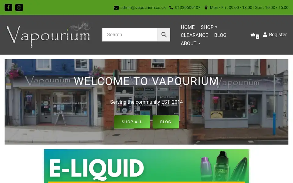 Screenshot of vapourium.co.uk