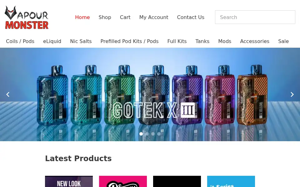 Screenshot of vapourmonster.co.uk