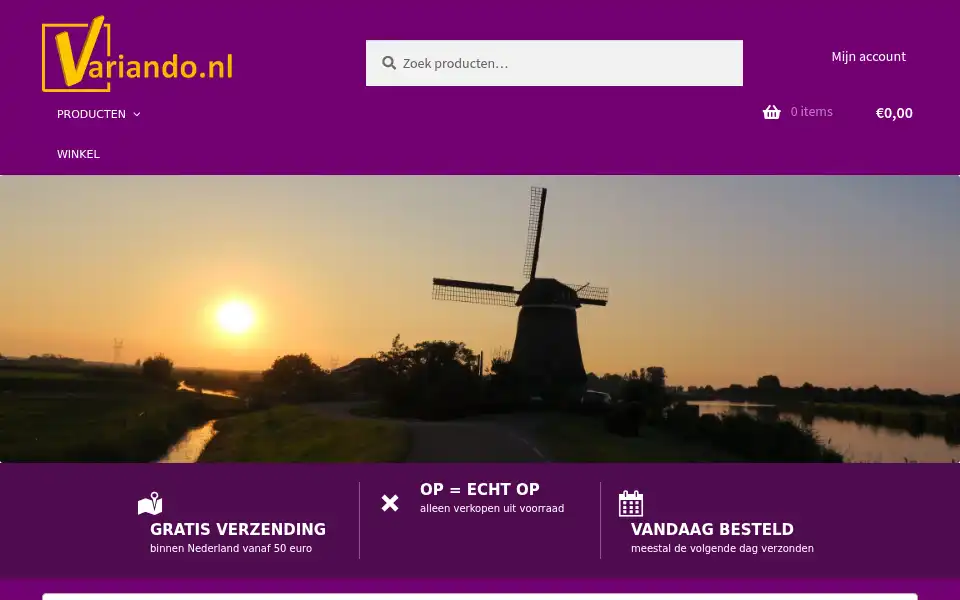 Screenshot of variando.nl