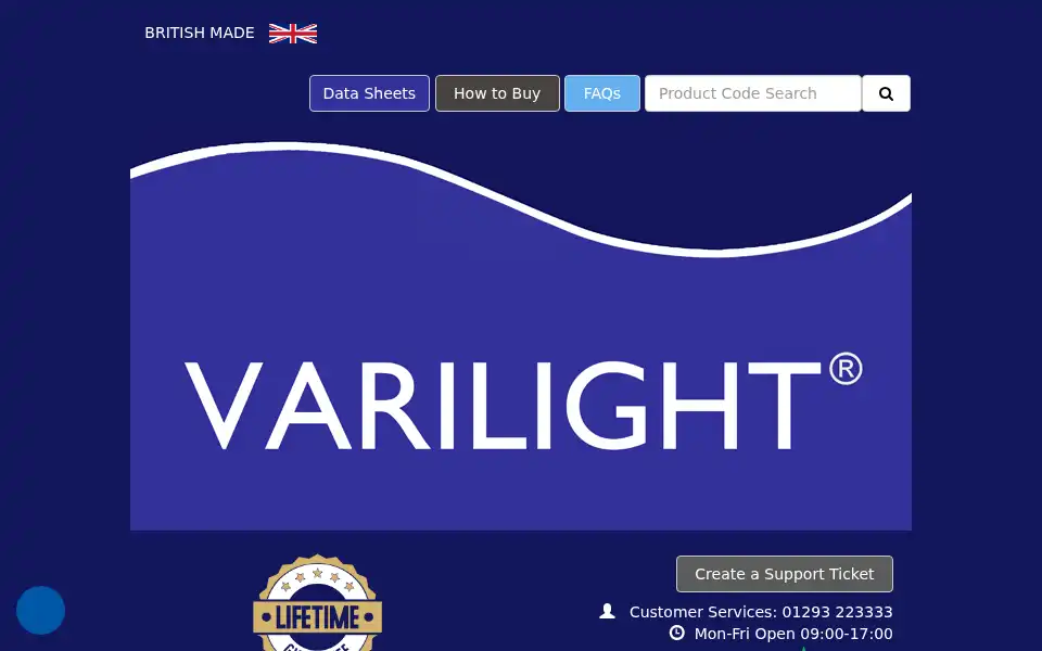 Screenshot of varilight.co.uk