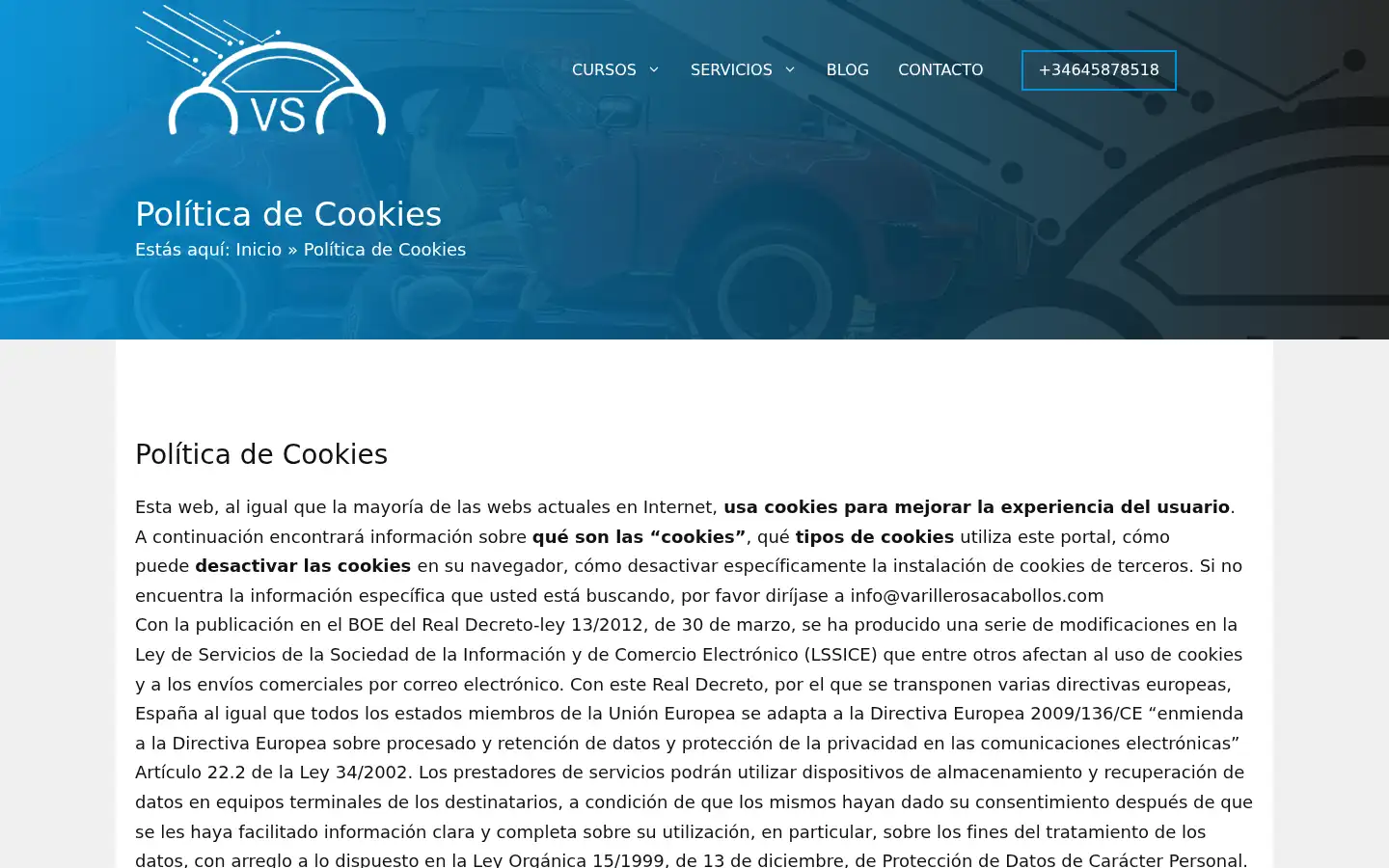 Screenshot of varillerosacabollos.com