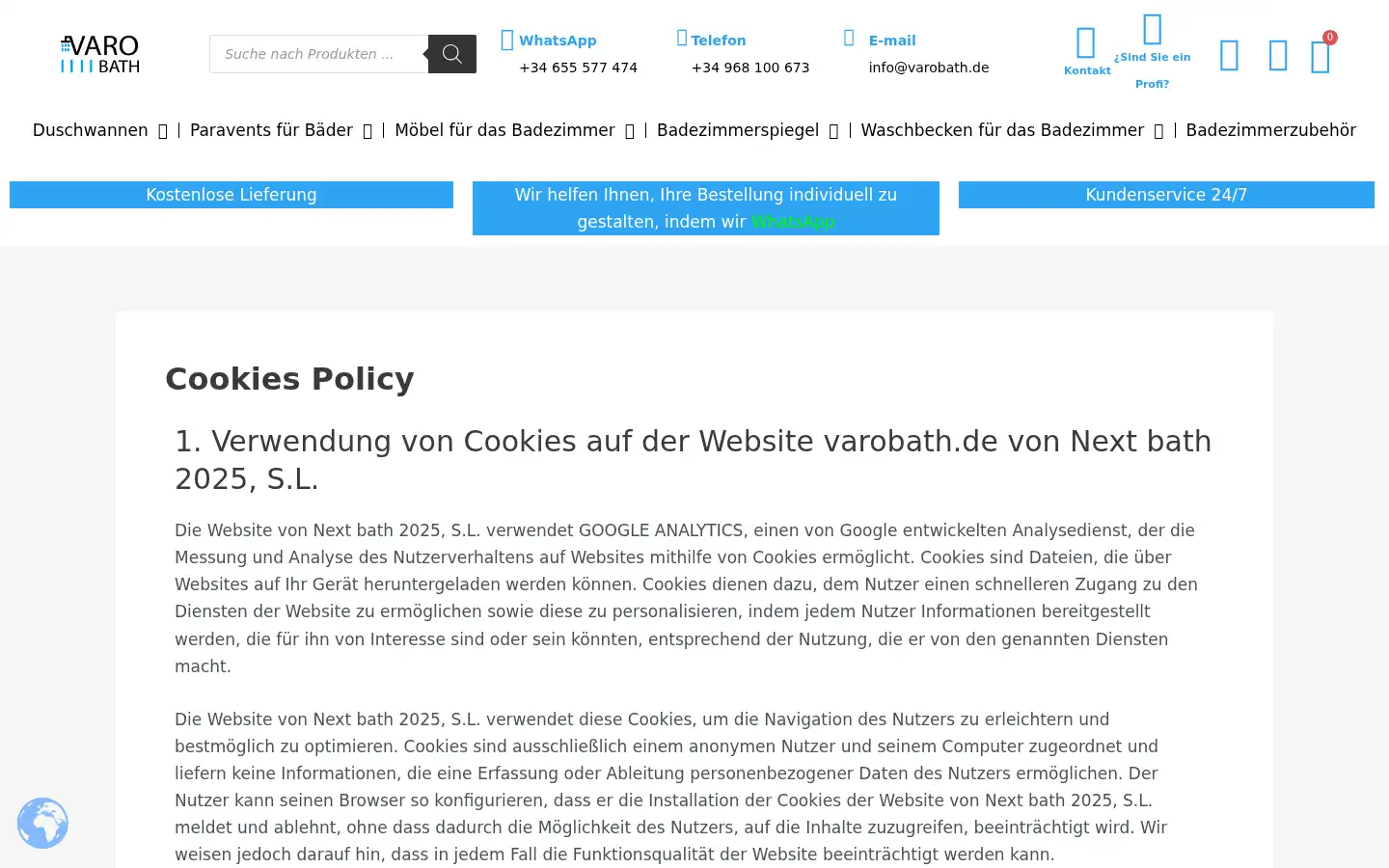 Screenshot of varobath.de