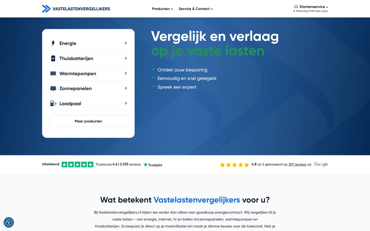Screenshot of vastelastenvergelijkers.nl