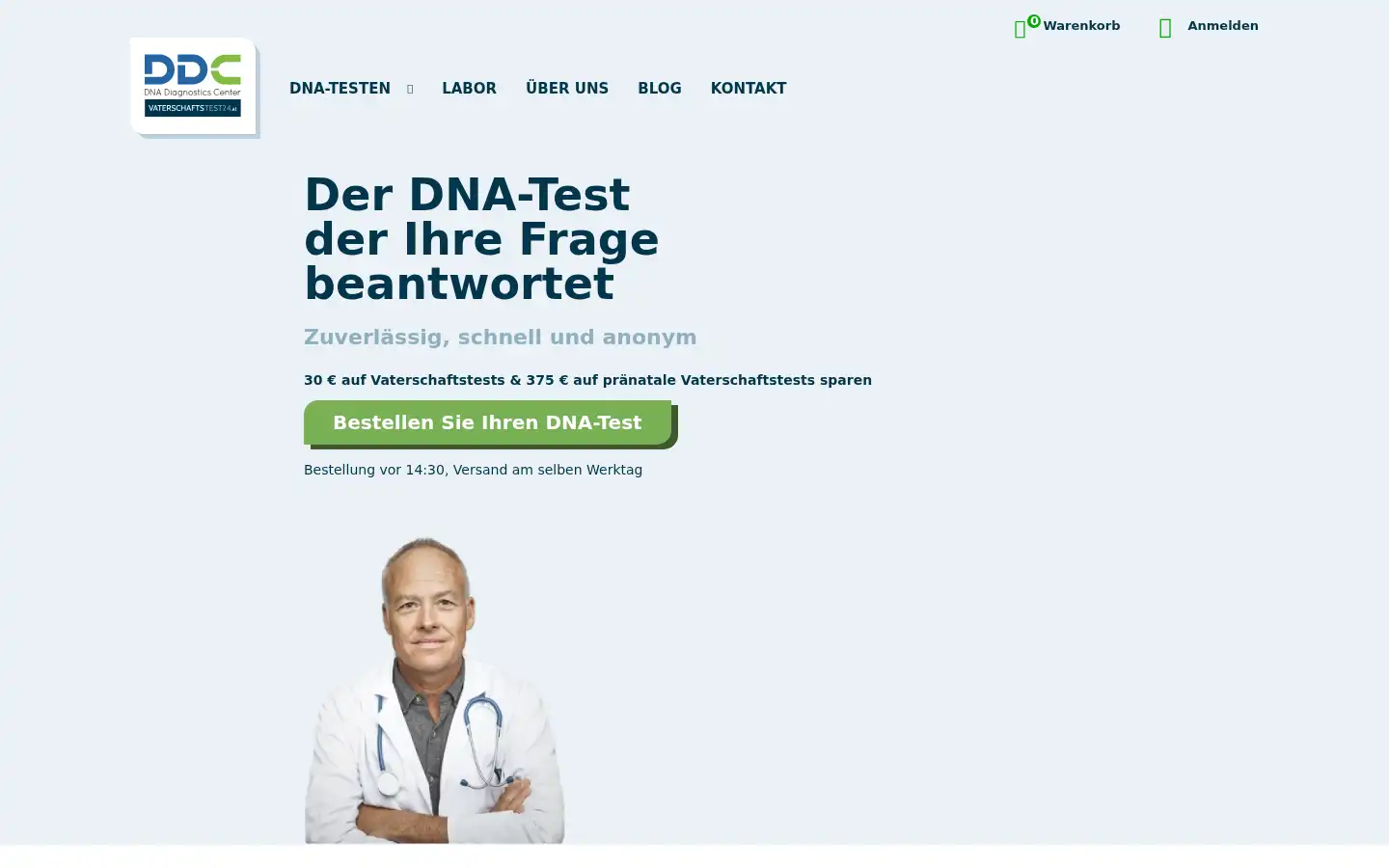 Screenshot of vaterschaftstest24.at