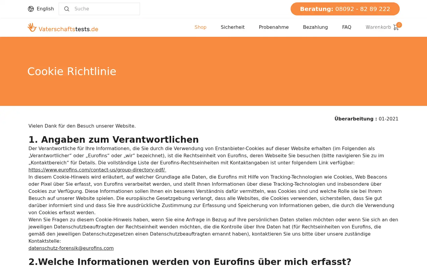 Screenshot of vaterschaftstests.de