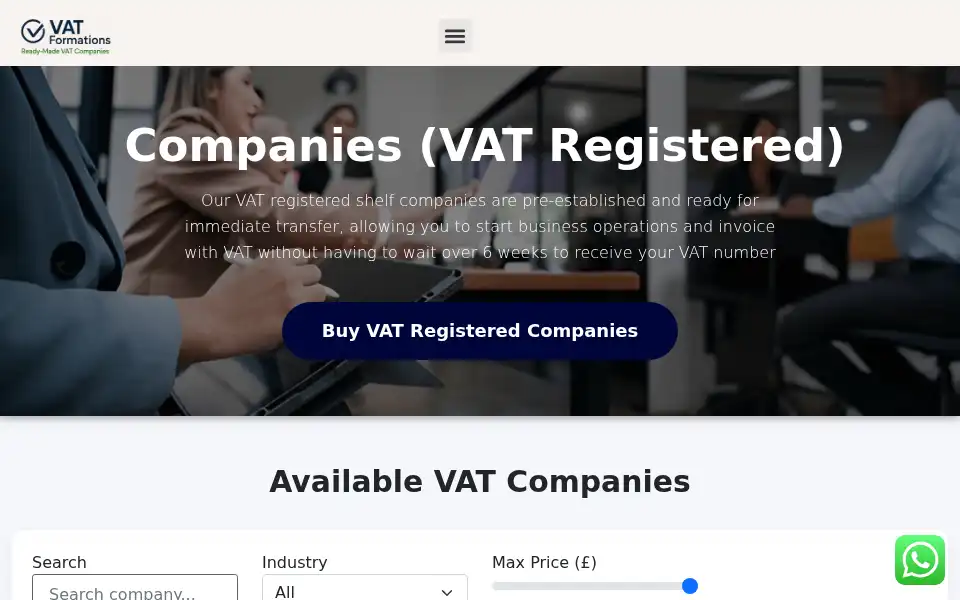 Screenshot of vatformations.com