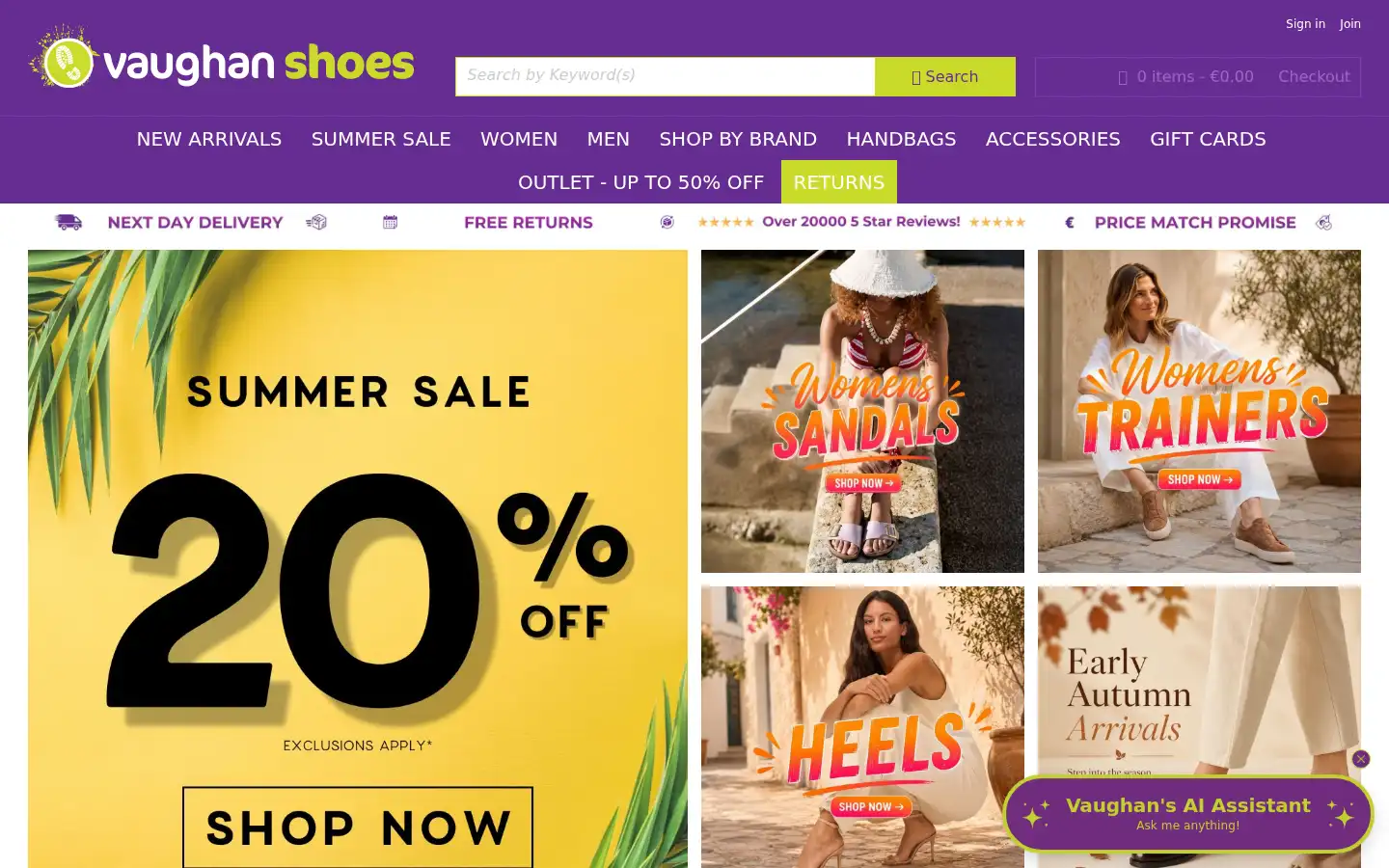 Screenshot of vaughanshoes.ie