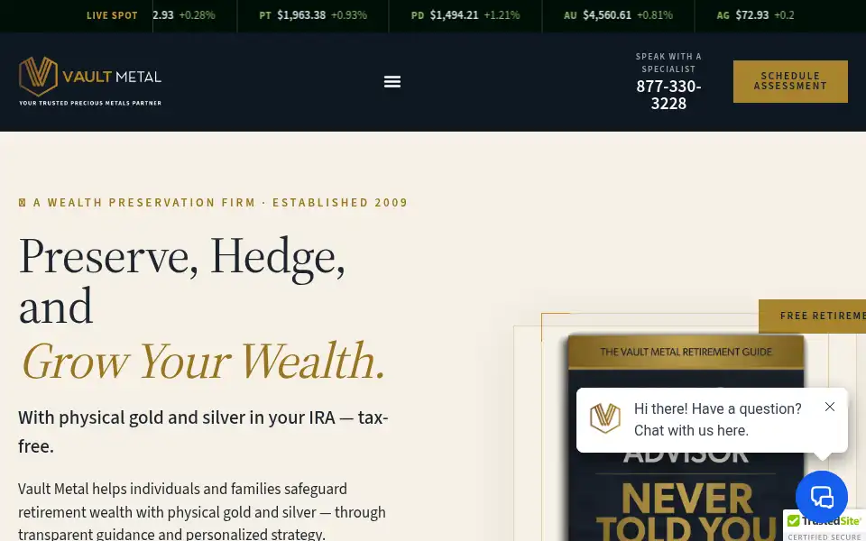 Screenshot of vaultmetal.com
