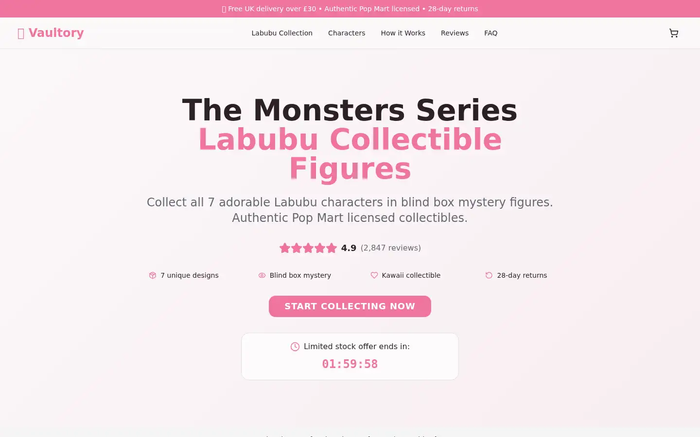 Screenshot of vaultorycollectibles.com