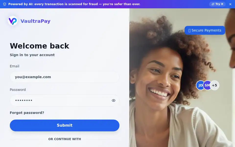 Screenshot of vaultrapay.com