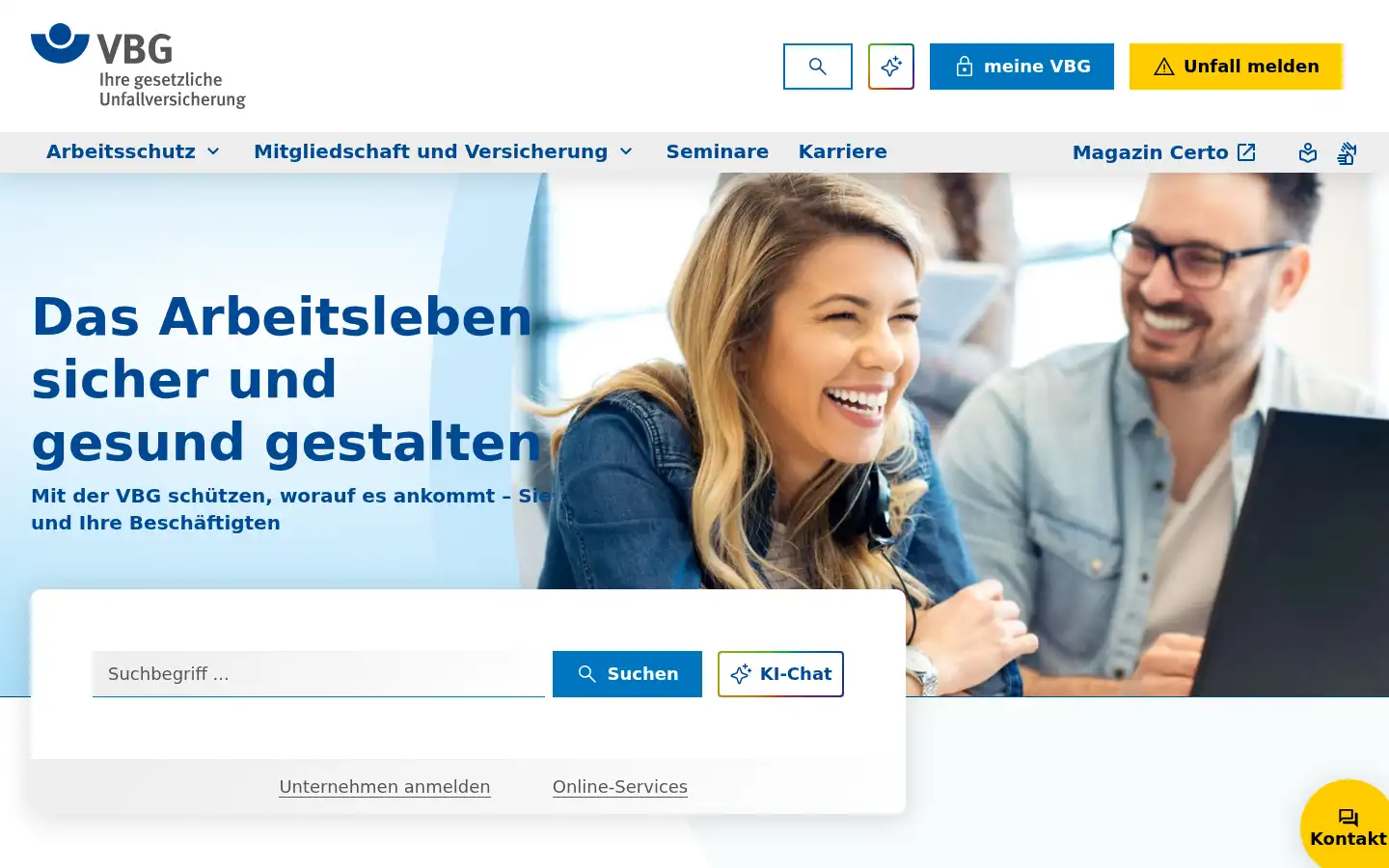 Screenshot of vbg.de