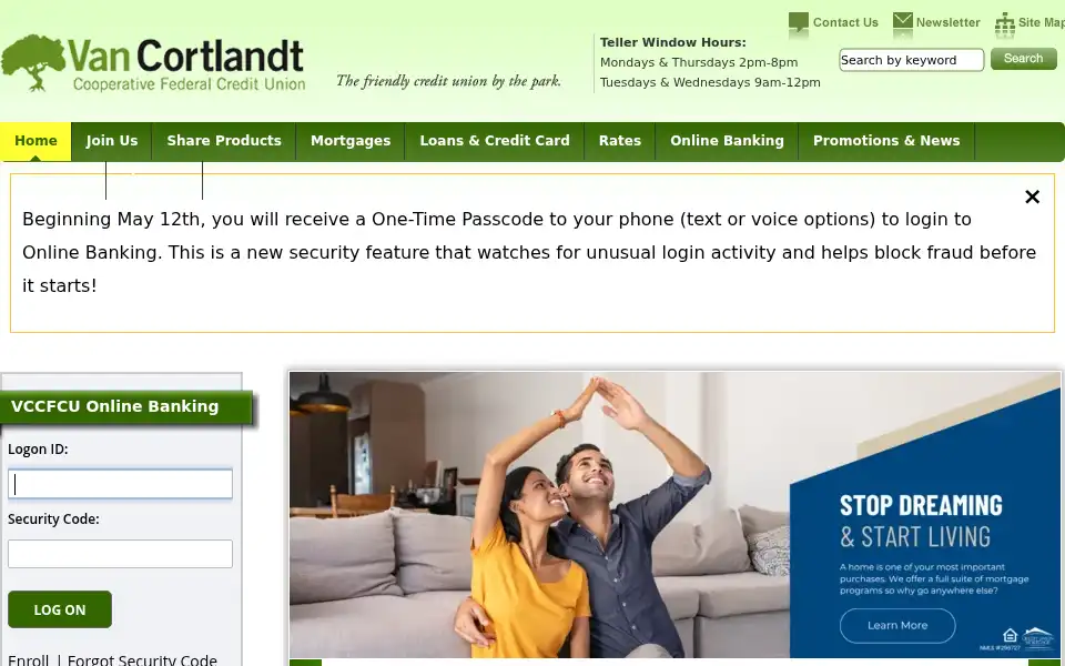 Screenshot of vccfcu.com