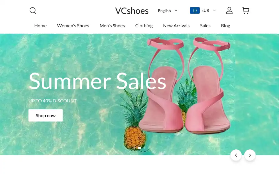 Screenshot of vcshoes.com