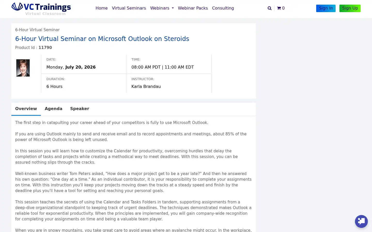 Screenshot of vctrainings.com