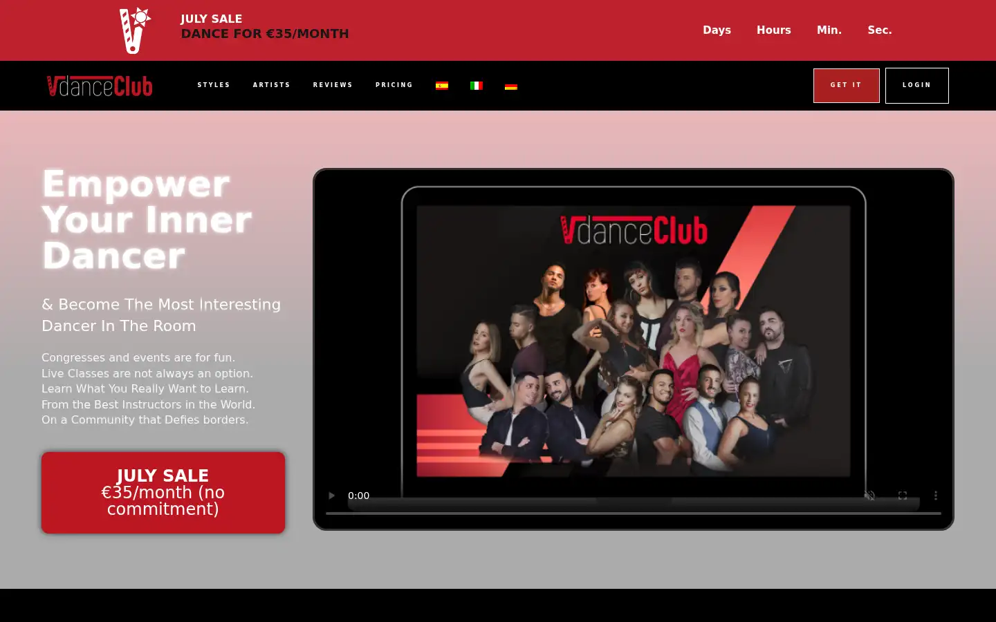 Screenshot of vdanceclub.com