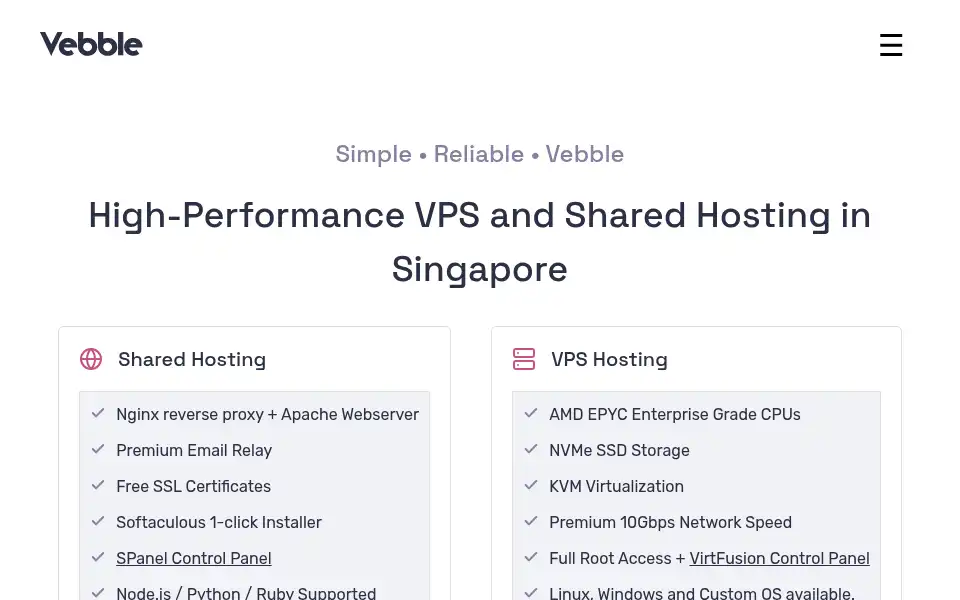 Screenshot of vebble.com