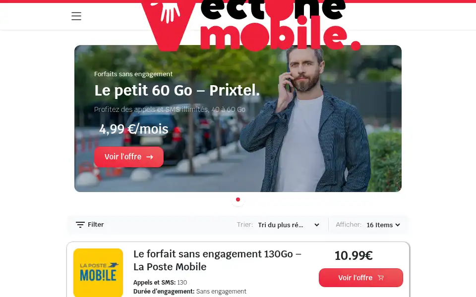Screenshot of vectonemobile.fr