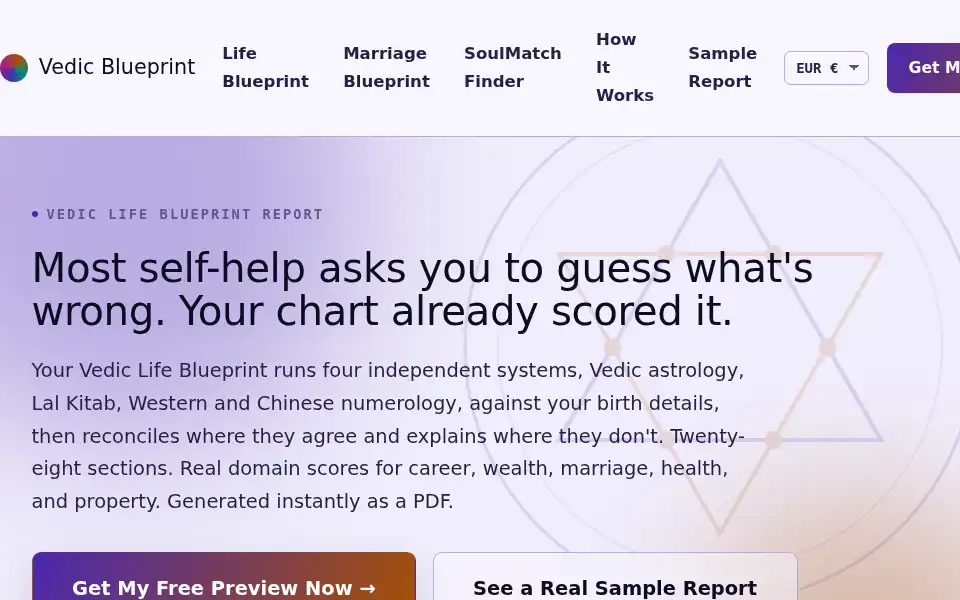 Screenshot of vedicblueprint.in